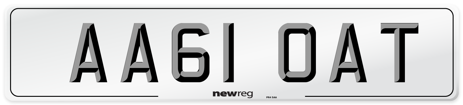 AA61 OAT Number Plate from New Reg